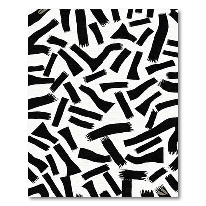 Abstract Black Strokes Contrast Rug