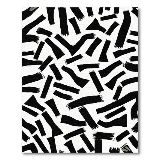 Abstract Black Strokes Contrast Rug