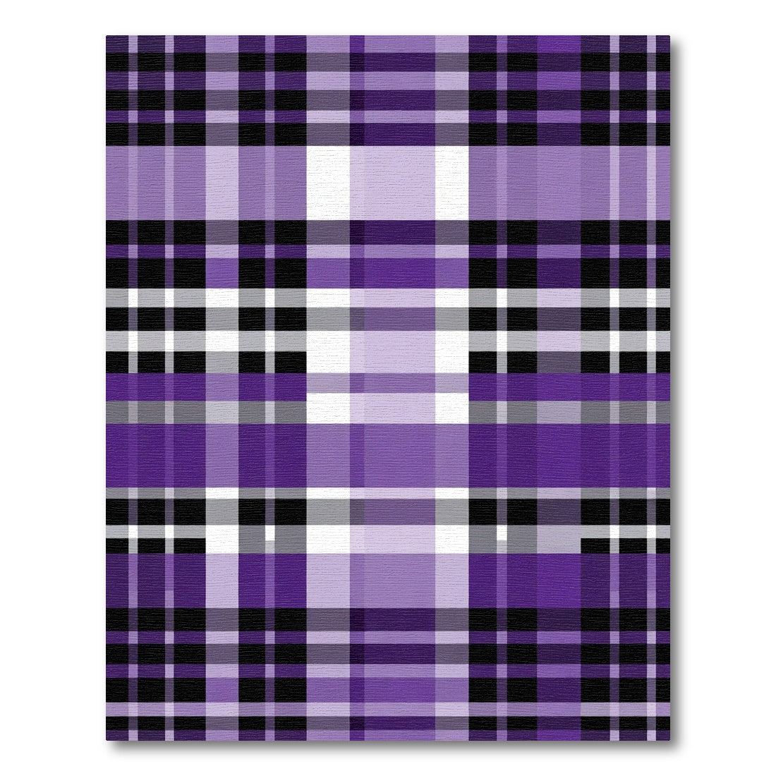 Purple Black White Plaid Check Rug