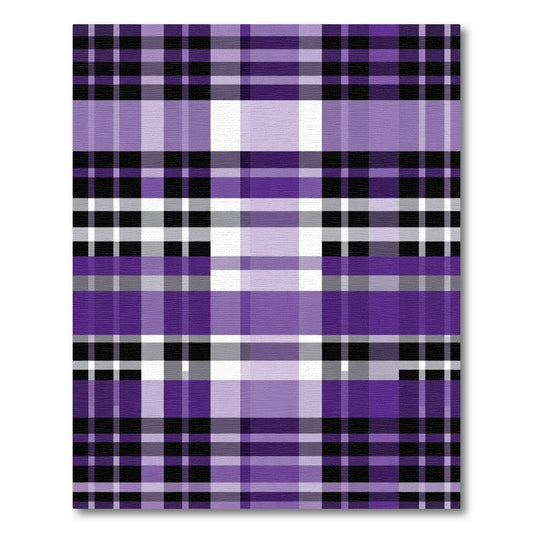 Purple Black White Plaid Check Rug