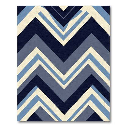 Navy Blue Chevron Stripes Rug