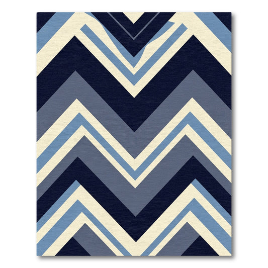 Navy Blue Chevron Stripes Rug