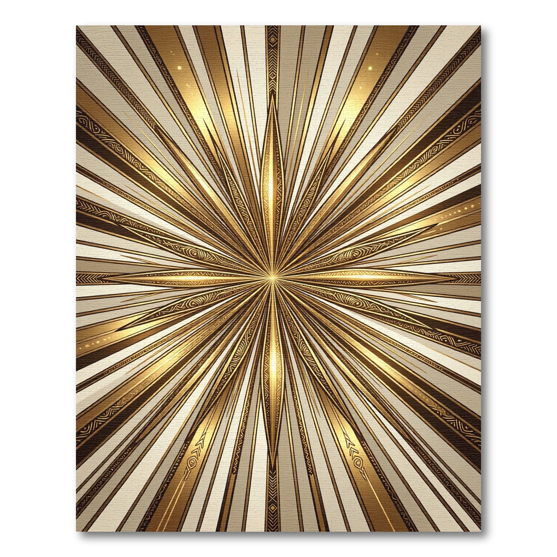 Radiant Sunburst Gold Geometric Rug