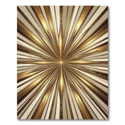 Radiant Sunburst Gold Geometric Rug