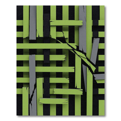 Geometric Lime and Charcoal Slatted Grid Rug