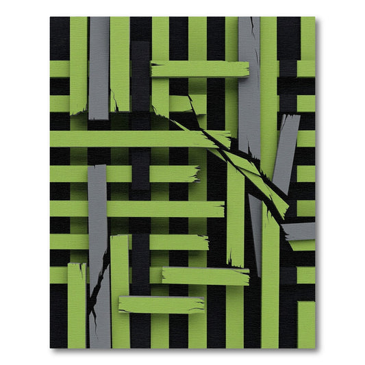 Geometric Lime and Charcoal Slatted Grid Rug