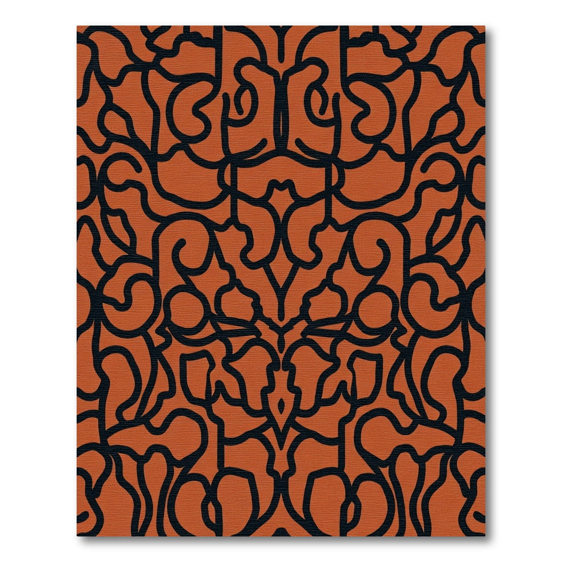 Symmetrical Orange Abstract Swirl Rug