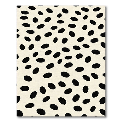 Cream Black Speckle Abstract Ovals Rug