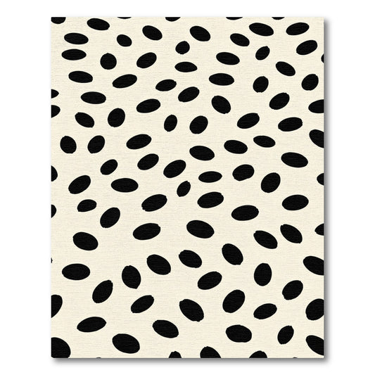 Cream Black Speckle Abstract Ovals Rug