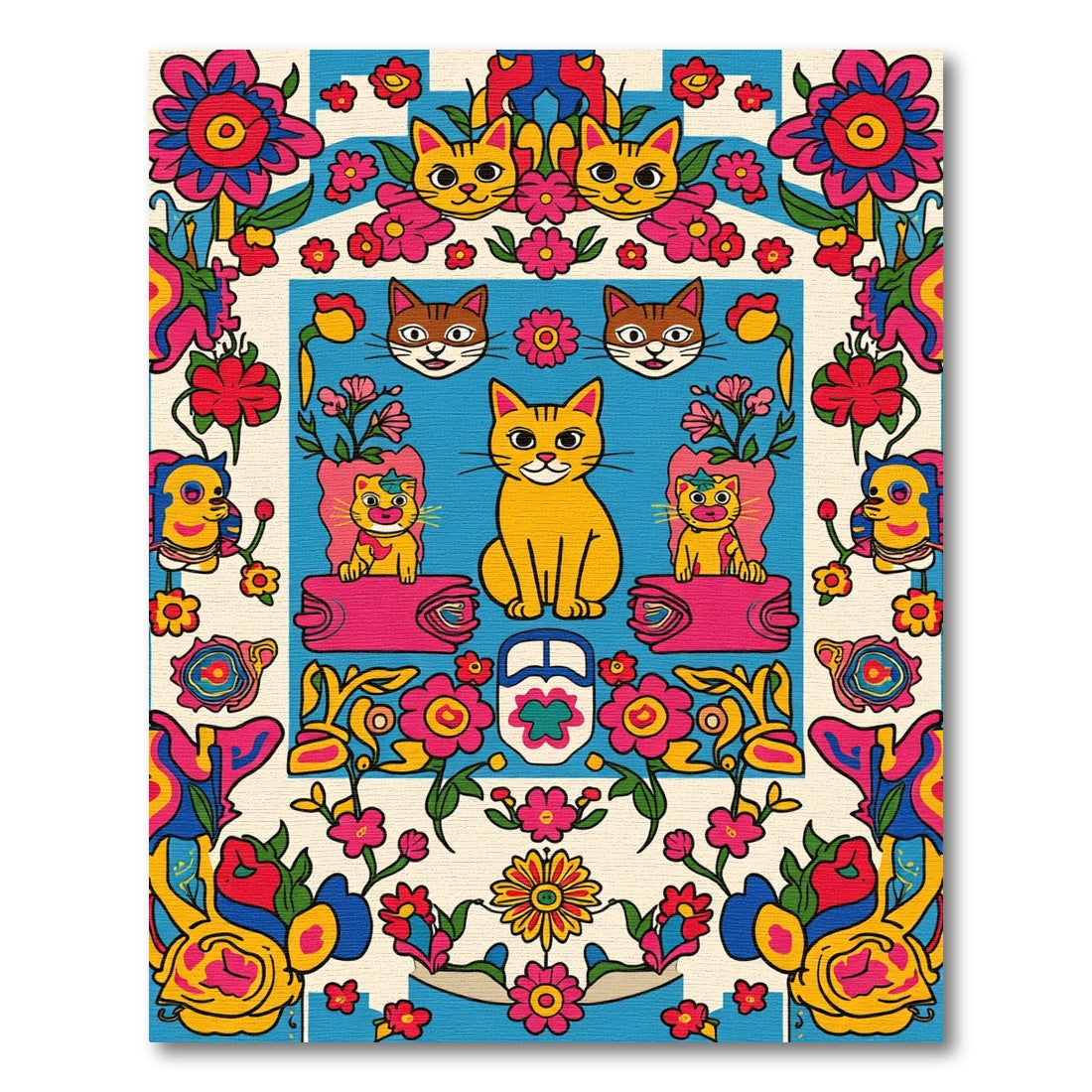 Groovy Cat Flower Power Rug