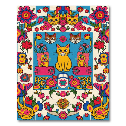 Groovy Cat Flower Power Rug