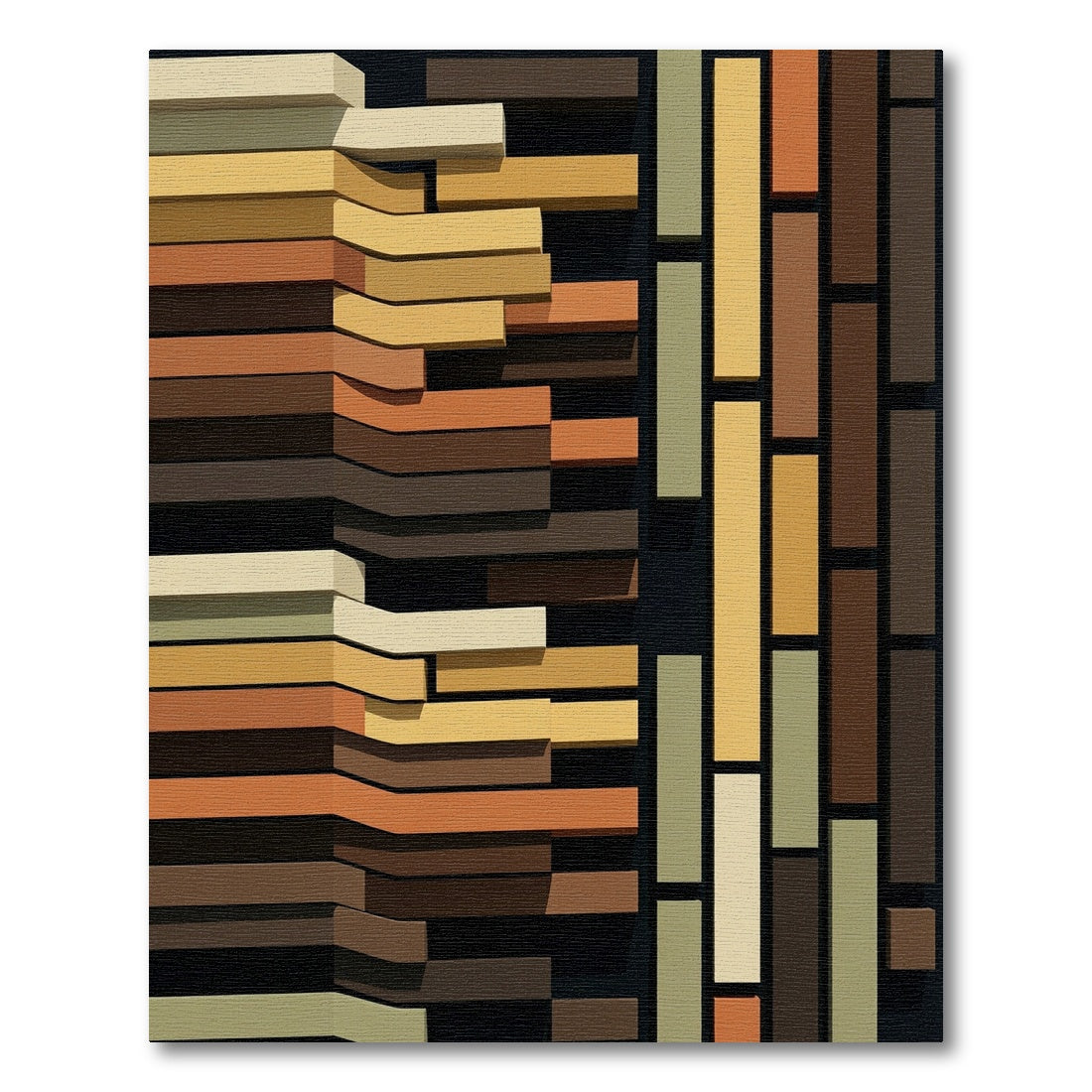 Earthy Tones Stacked Rectangles Rug