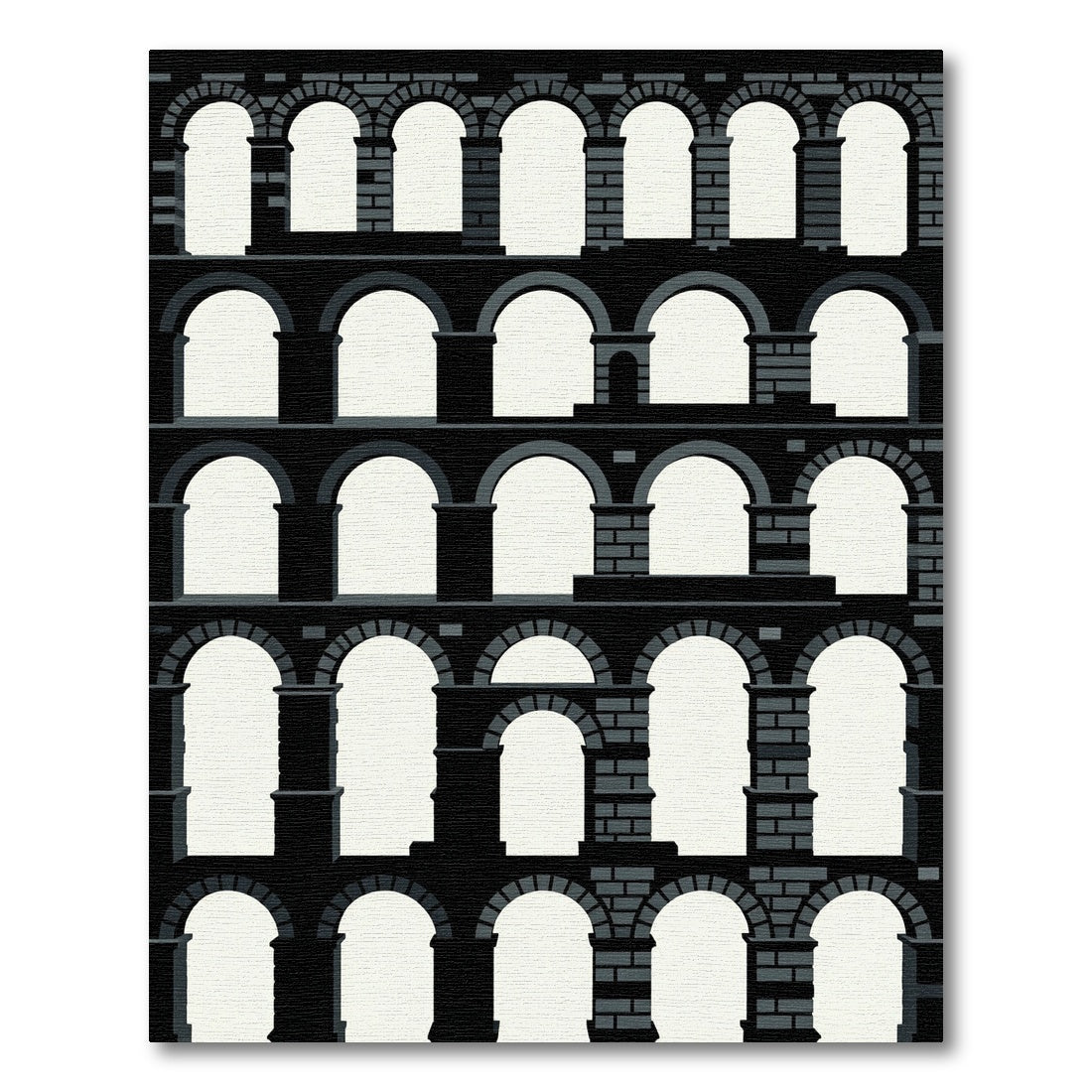 Monochromatic Arches Architectural Landscape Rug