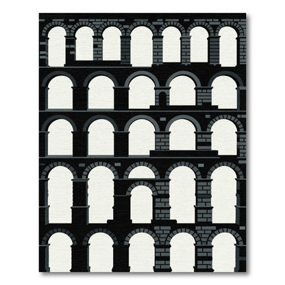 Monochromatic Arches Architectural Landscape Rug