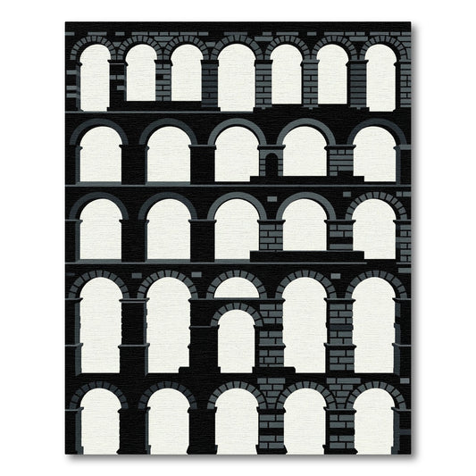Monochromatic Arches Architectural Landscape Rug