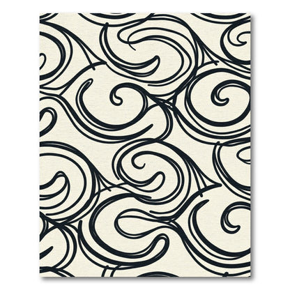 Black Cream Swirl Vine Art Rug