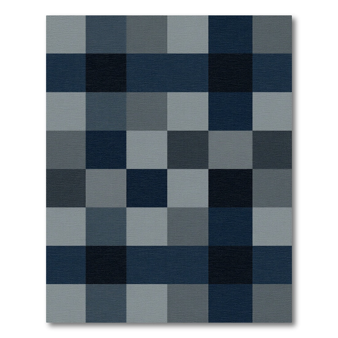 Modern Navy and Charcoal Checkered Grid Rug