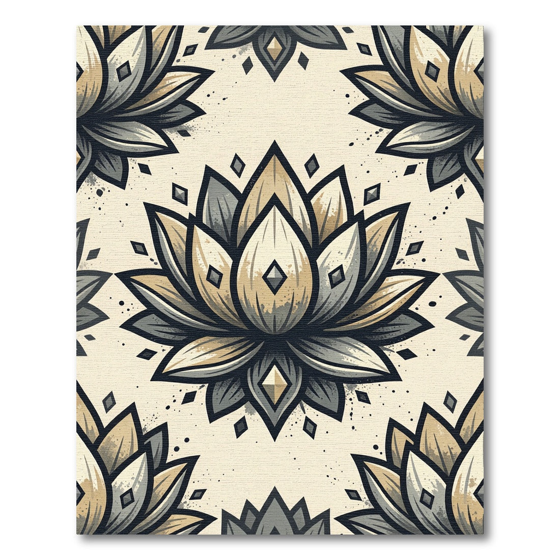 Earthy Lotus Mandala Floral Rug