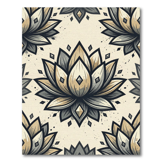 Earthy Lotus Mandala Floral Rug
