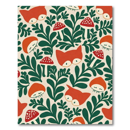 Whimsical Fox Mushroom Forest Rug