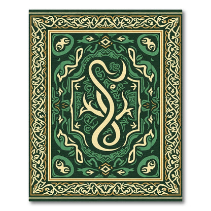 Dark Green Ivory Celtic Knot Rug