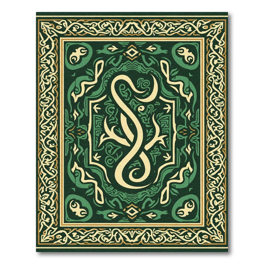 Dark Green Ivory Celtic Knot Rug