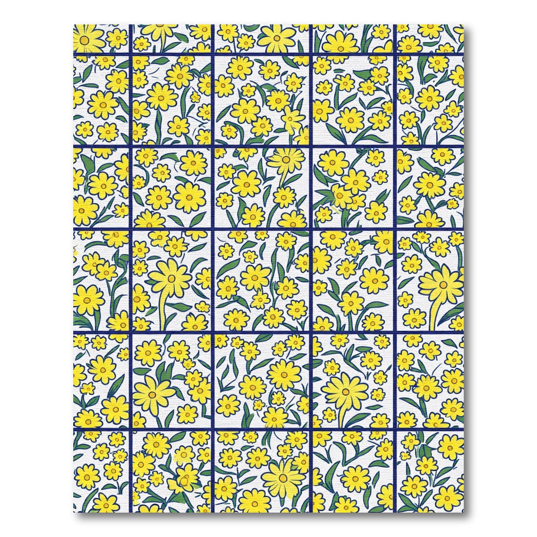 Yellow Daisy Bloom Tile Rug