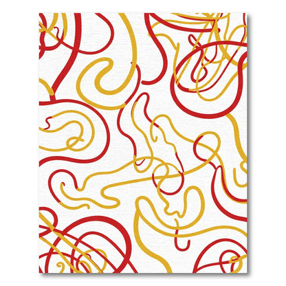 Red Yellow Swirl Abstract Rug