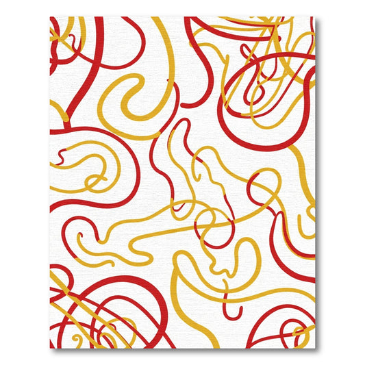 Red Yellow Swirl Abstract Rug