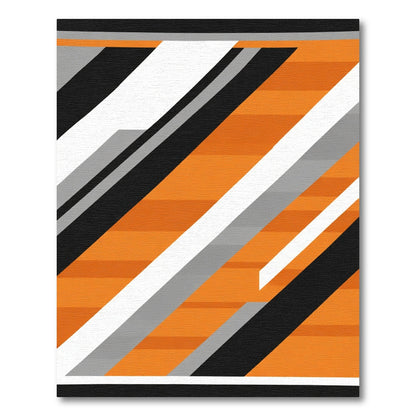 Bold Orange White Black Geometric Lines Rug