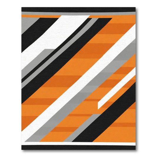 Bold Orange White Black Geometric Lines Rug