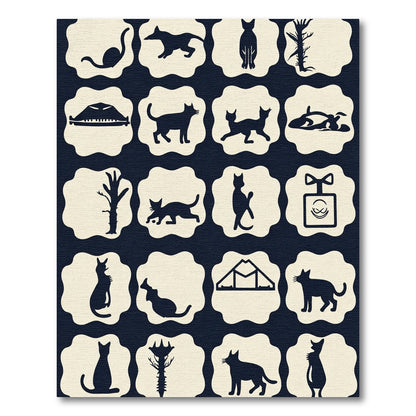 Dark Blue Feline Silhouette Collection Rug