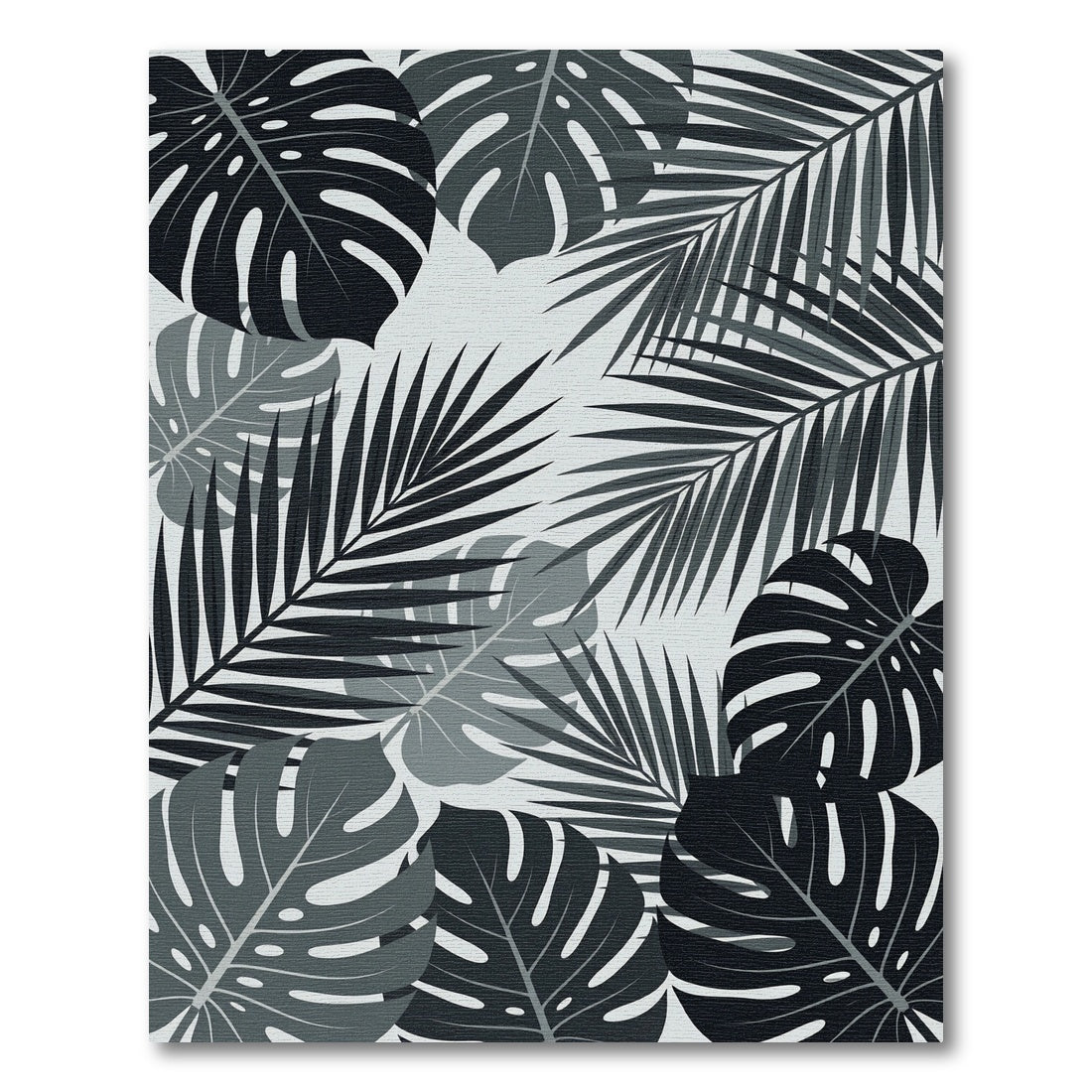 Monstera Palm Leaf Charcoal Gray Rug