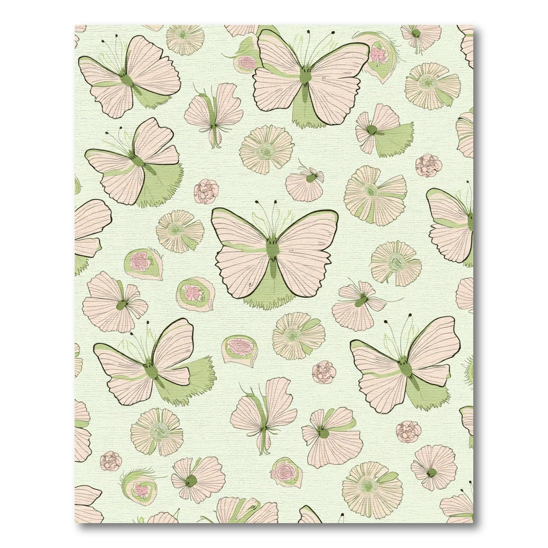 Pastel Butterflies Floral Garland Rug