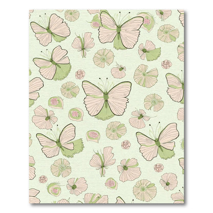 Pastel Butterflies Floral Garland Rug