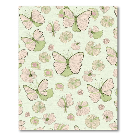 Pastel Butterflies Floral Garland Rug