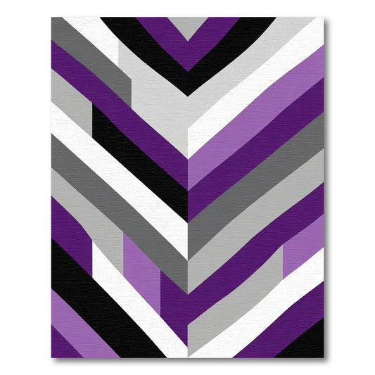 Modern Purple White Chevron Stripes Rug