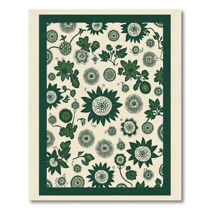Dark Green Floral Bloom Collage Rug