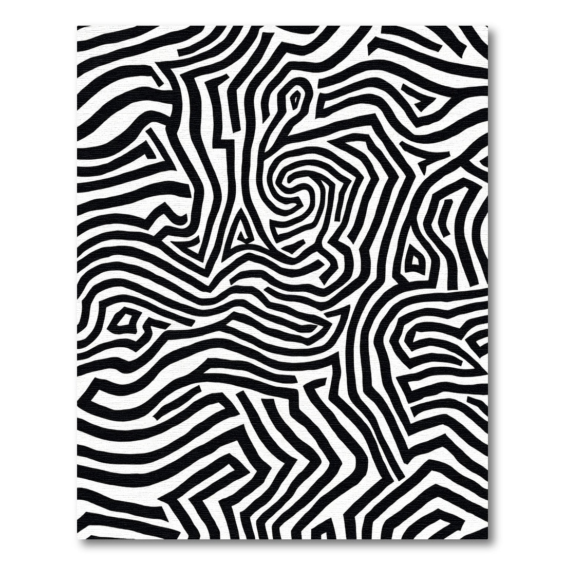 Black and White Abstract Maze Lines Rug