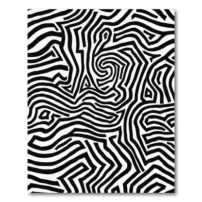 Black and White Abstract Maze Lines Rug