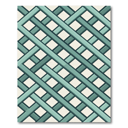 Teal Mint Interwoven Diagonal Grid Rug