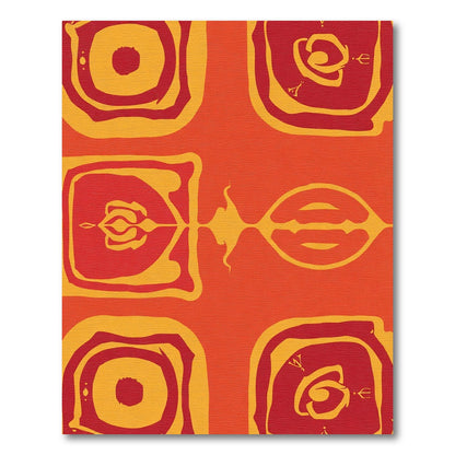 Bold Orange Red Abstract Contemporary Squares Rug
