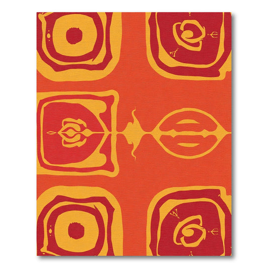 Bold Orange Red Abstract Contemporary Squares Rug
