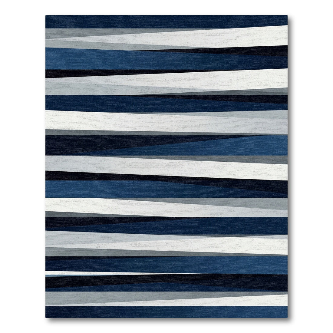 Modern Navy White Layered Stripe Rug