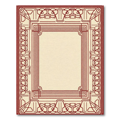 Regal Crimson Geometric Border Rug