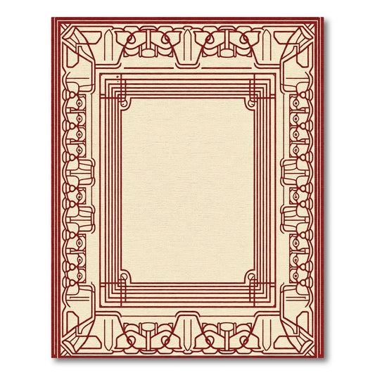 Regal Crimson Geometric Border Rug