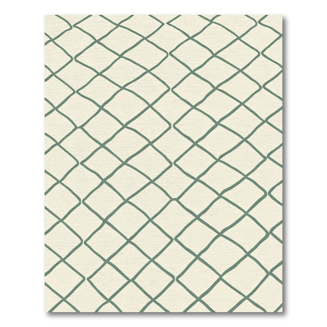 Cream And Teal Diamond Chain Rug