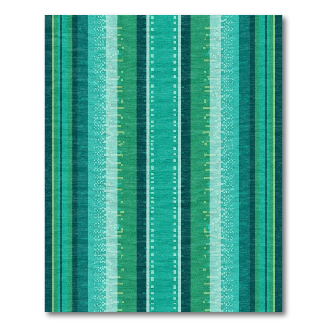Teal Green Vertical Block Stripe Rug