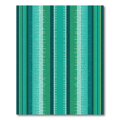 Teal Green Vertical Block Stripe Rug