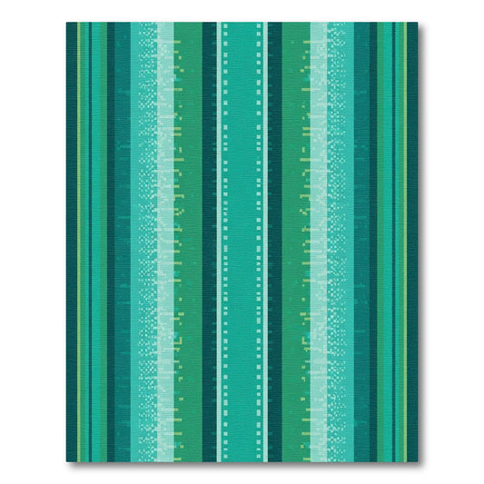 Teal Green Vertical Block Stripe Rug